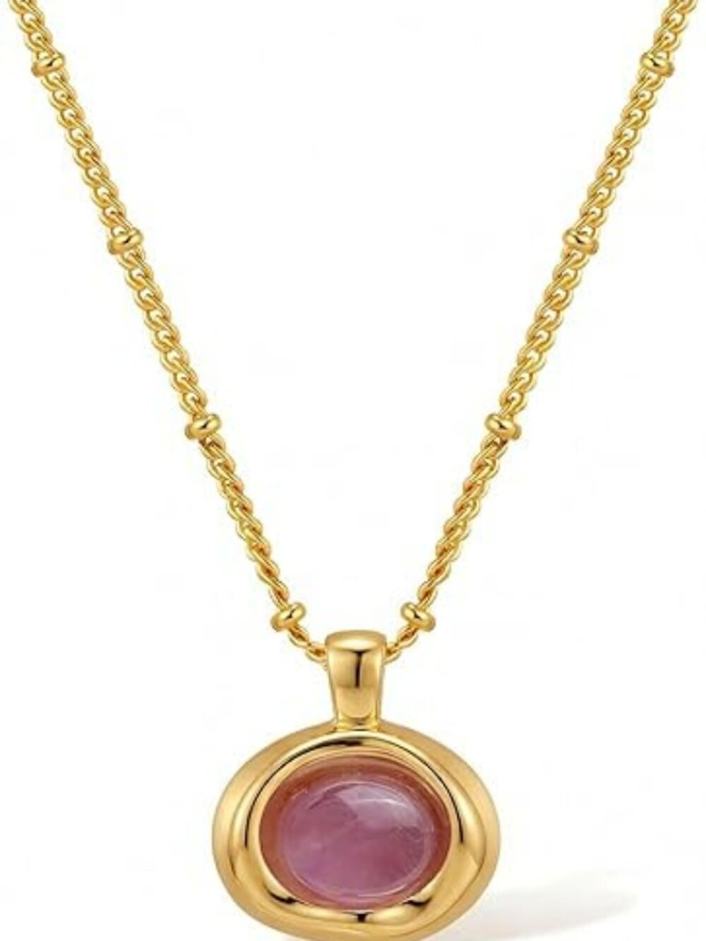 NEW Chunky Gold Stone Pendant Necklace Chunk Gemstone Dangle Elegant Fashion